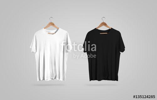 Black and White Clothing and Apparel Logo - Blank black and white t-shirt on hanger, design mockup. Clear plain ...