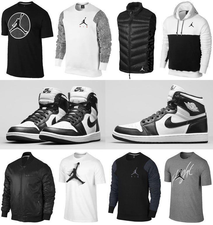 Black and White Clothing and Apparel Logo - Air Jordan 1 Retro High OG Black White Clothing Apparel Shirts ...