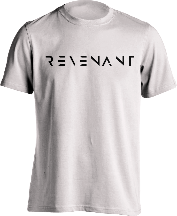 Black and White Clothing and Apparel Logo - Revenant Logo Shirt White. Revenant Apparel Collection. Mens