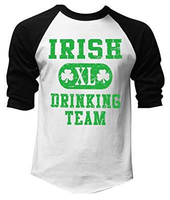 Black and White Clothing and Apparel Logo - Interstate Apparel Inc Men's Irish Drinking Team Black/White Raglan ...