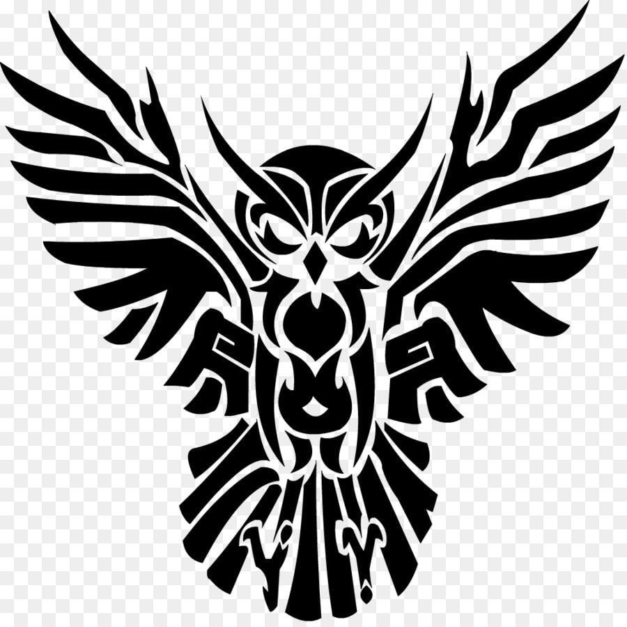 Flying Owl Logo - Tattoo Artist Black And Gray Owl Tribal Gear Owl Png