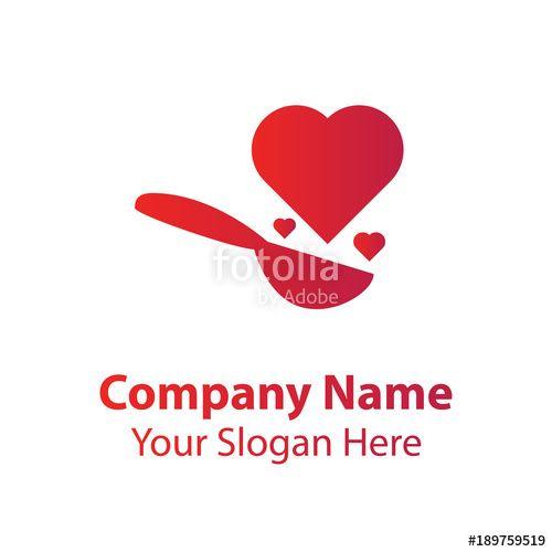 Red Heart Food Logo - Love food logo design, food logo design Stock image and royalty