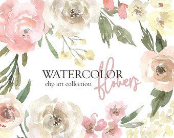 Pink and Yellow Flower Logo - Watercolor flowers