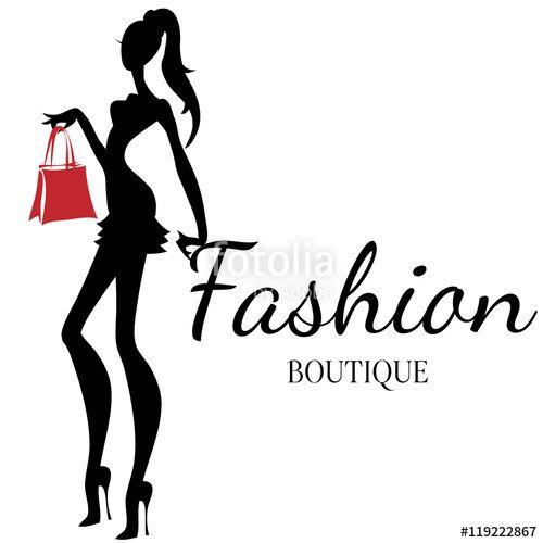 Black Woman Logo - Fashion boutique logo with black and white woman silhouette vector ...