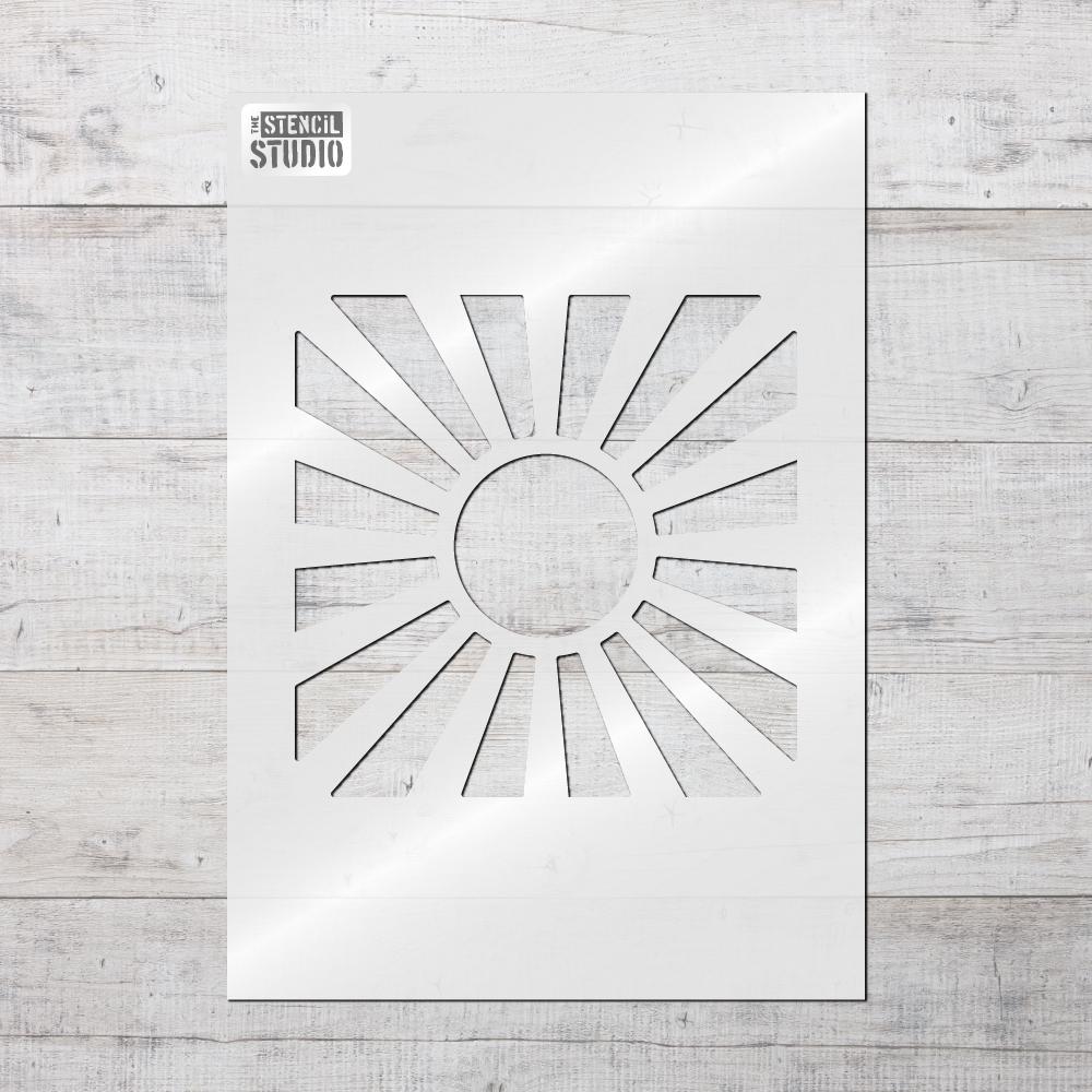 White Sunburst Logo - Sunburst Motif stencil for painting furniture and more