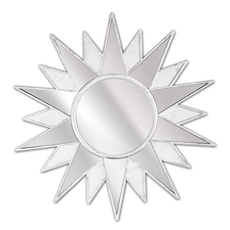 White Sunburst Logo - Crystal Art Framed Deco Sunburst Starburst Vanity Wall Mirror White