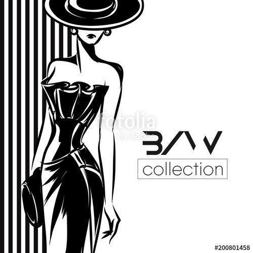 Black Woman Logo - Black and White fashion woman silhouette, beautiful fashion model on ...