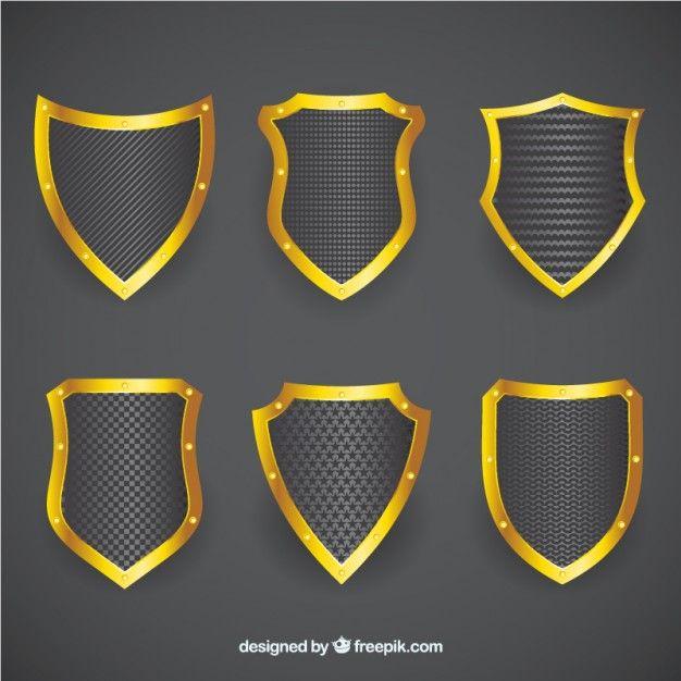 Black and Gold Shield Logo - Golden shields Vector
