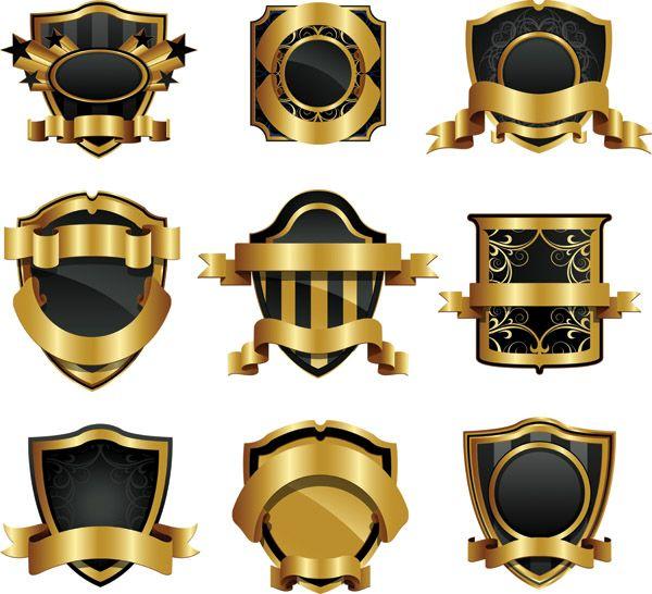 Black and Gold Shield Logo - Gold shield badge vector Free Vector / 4Vector