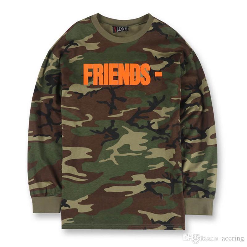 Camo Vlone Logo - Men And Women Vlone Friends Letter V Print Camouflage T Shirts Long ...