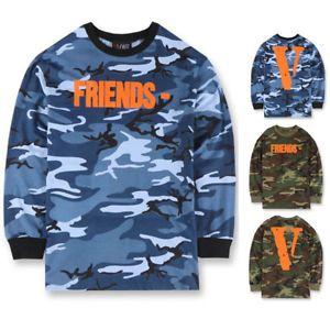 Camo Vlone Logo - VLONE FRIENDS Big V Sweatshirt Crewneck Camo Army Sweater Hoodie ...