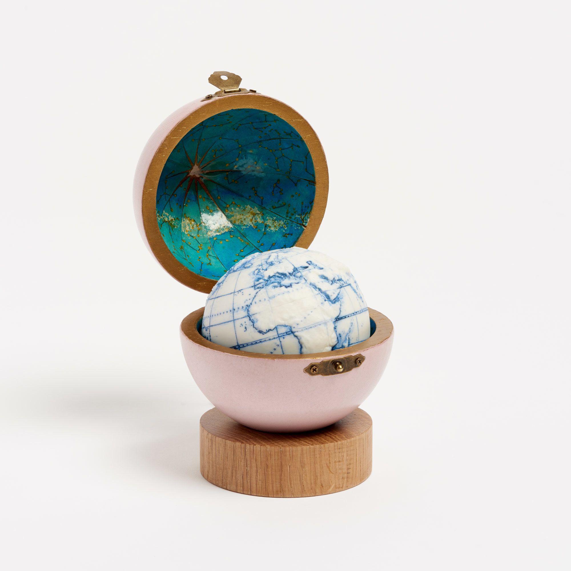 Hands-On Globe Company Logo - Blue Meridian Hand Painted Ceramic Globe