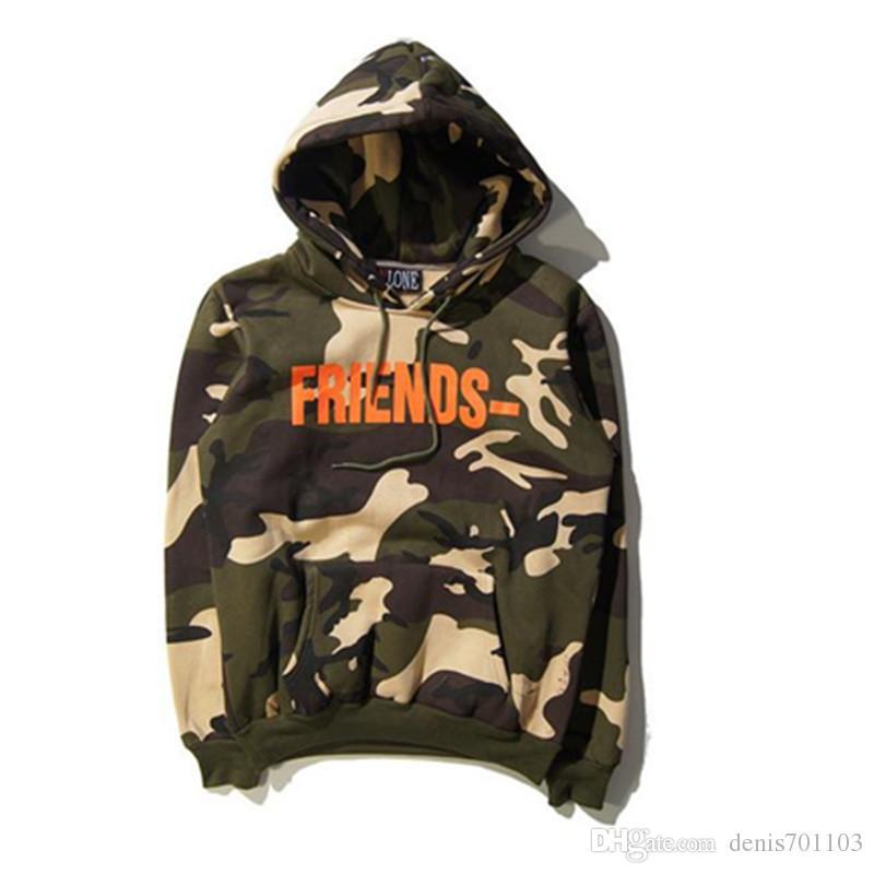 Camo Vlone Logo - 2019 Mens Vlone Friends Letter V Print Camouflage Sweatshirts Army ...