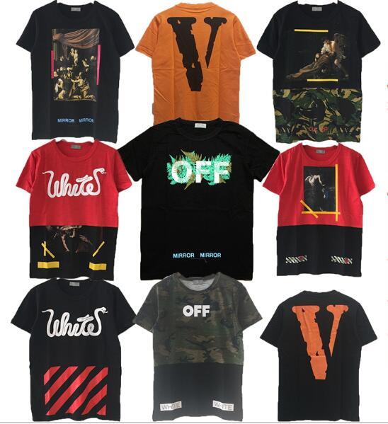 Camo Vlone Logo - Vlone Off White T-shirt Men Loose Cotton Camouflage Patchwork ...