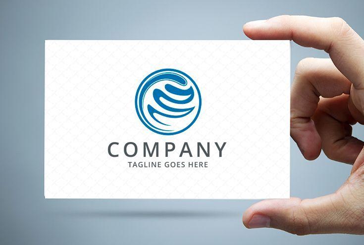 Hands-On Globe Company Logo - Abstract Blue Globe Logo Template