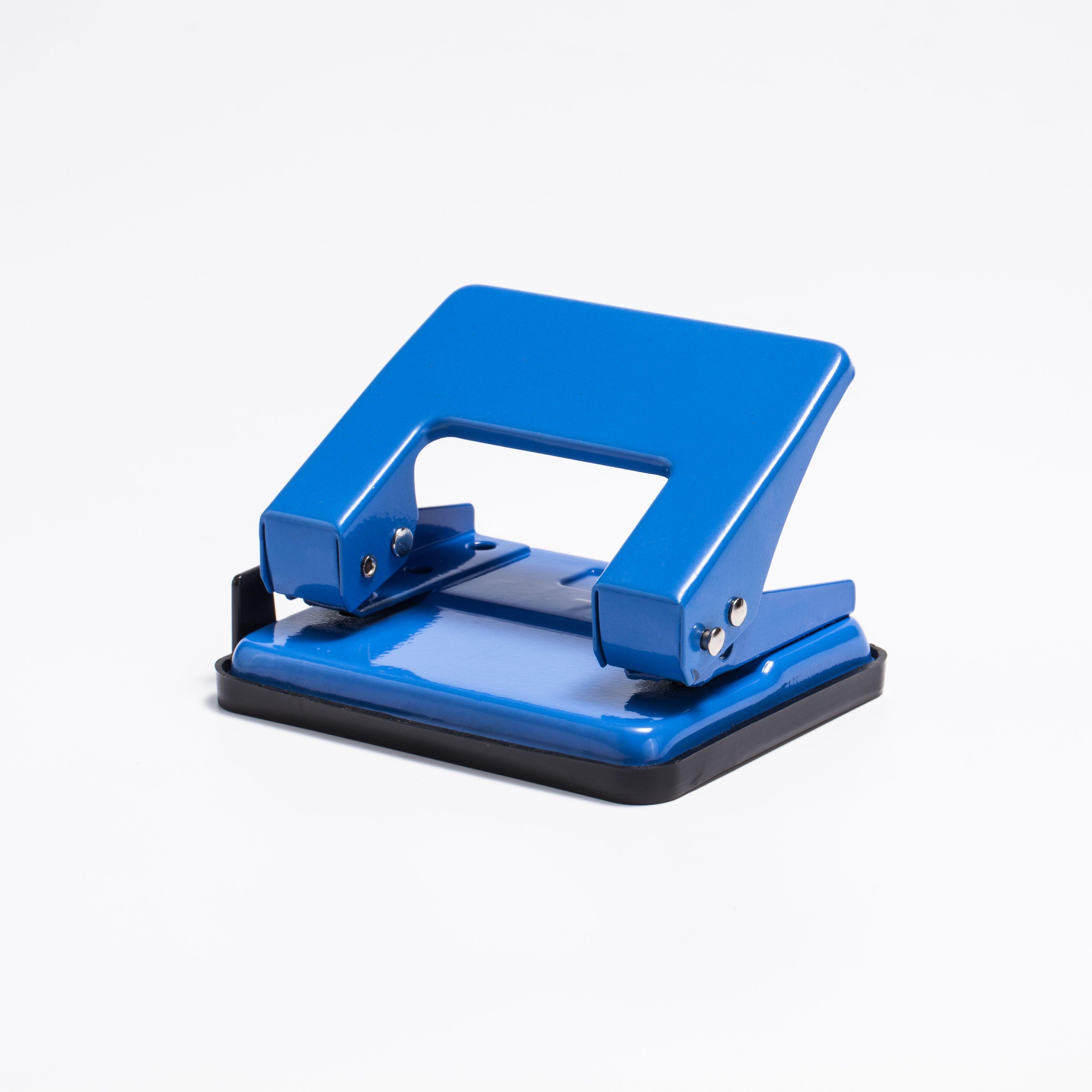 Blue Square Shaped Logo - Custom logo paper hole puncher, square shaped 2 holes paper punch