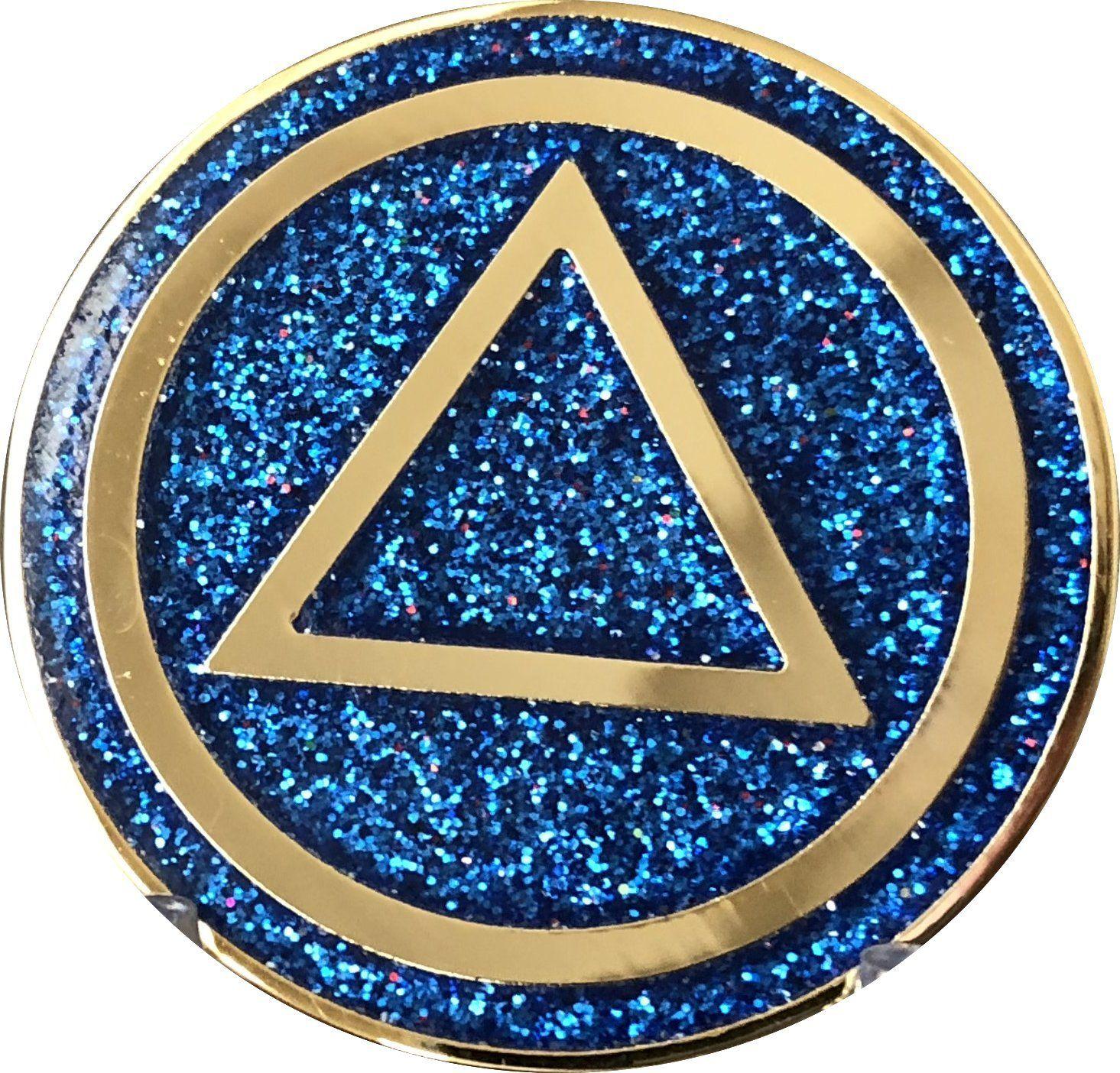 Blue Circle with Triangle Logo - Amazon.com : AA Circle Triangle Logo Reflex Blue Glitter Gold Plated ...