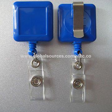 Blue Square Shaped Logo - Taiwan Promotional Blue Square Shaped Badge Reel With PVC Strap
