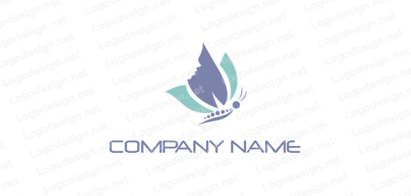 Butterfly Face Logo - butterfly with negative space face | Logo Template by LogoDesign.net