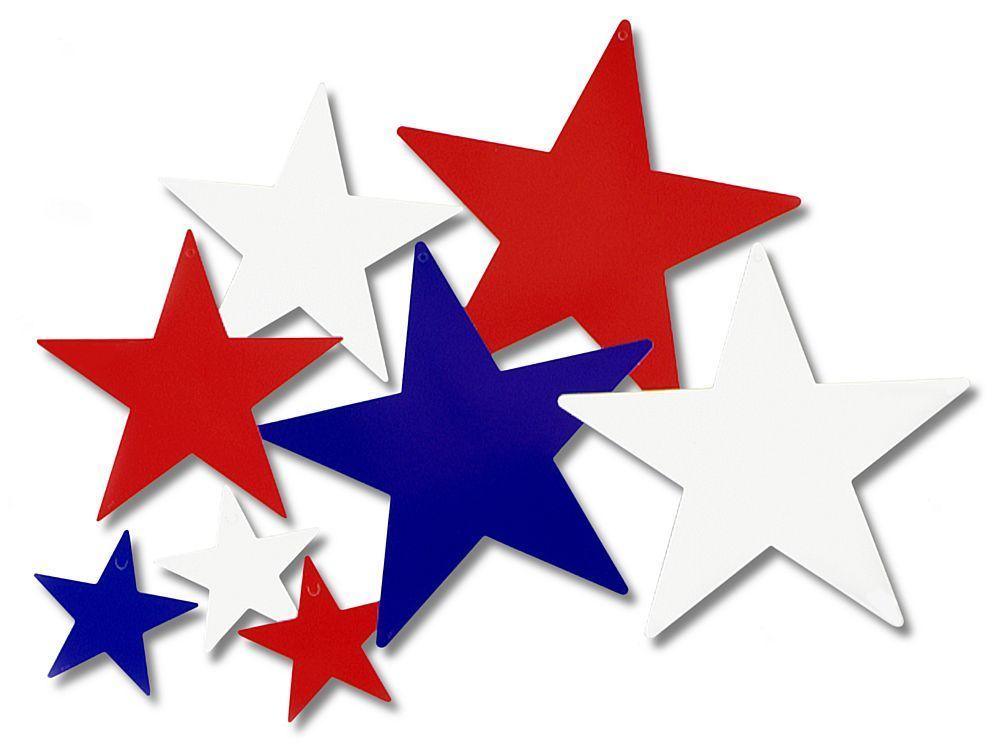 Red and Blue Star Logo - Red, White & Blue Star Cutout Decorations - Pack of 9 - 5