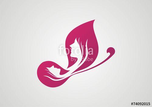 Butterfly Face Logo - Woman face butterfly wings logo vector