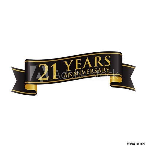 Simple 21 Logo - Simple Black Gold Ribbon Anniversary logo 21 - Buy this stock vector ...