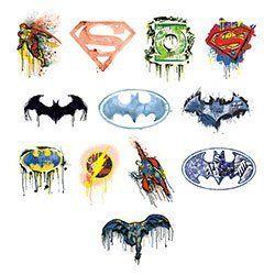 Comics Logo - Amazon.com: DC Comics Logo Temporary Tattoos - Set of 12: Health ...