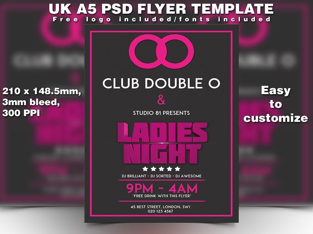 Pink Night Logo - 3D Pink ladies night club flyer with free logo | Night Club Event ...