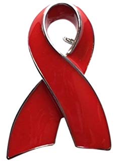 Aids Ribbon Logo - Aids Awareness Red Ribbon Flag Pin Badge: Amazon.co.uk: Kitchen & Home
