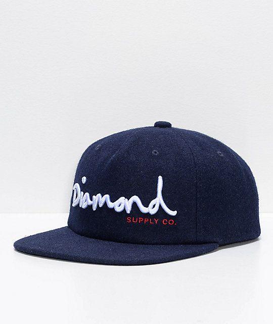 Dope Diamond Supply Co Logo - Diamond Supply Co. OG Script Navy Wool Snapback Hat | Zumiez