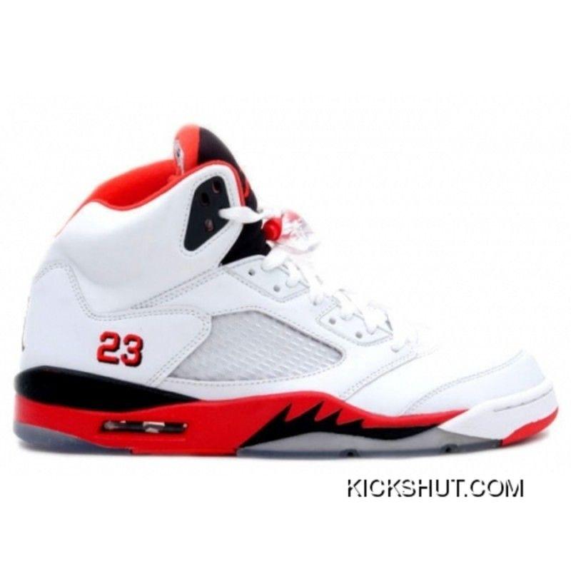 Fire Red and Black Nike Logo - 136027-120 Air Jordan Retro 5 White Fire Red Black New Release ...