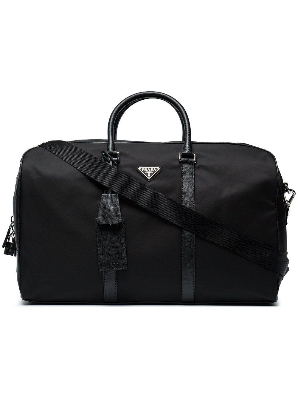 White and Black Triangle Logo - Prada triangle logo holdall - Black | £1,456.00 | Gay Times