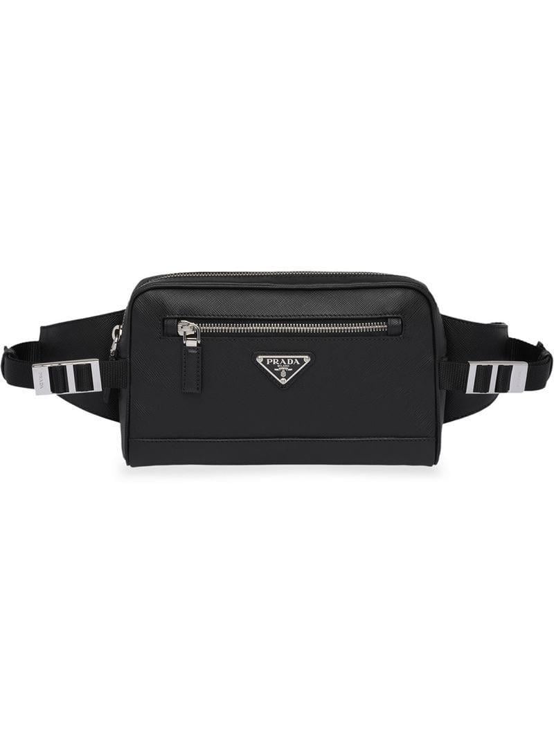 White and Black Triangle Logo - Prada Triangle Logo Belt Bag in Black for Men