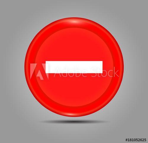 Grey and Red Circle Logo - Minus sign icon. Negative symbol. Zoom out. Red circle button with ...