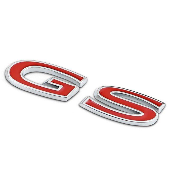 Red Buick Logo - 7.5X1.7CM Red Chrome Metal Zinc GS Letter Logo Car Styling Refitting