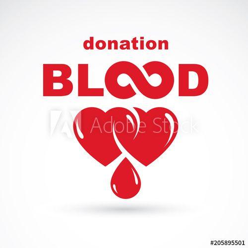White with Red Shape Logo - Blood donation inscription isolated on white and created with vector ...