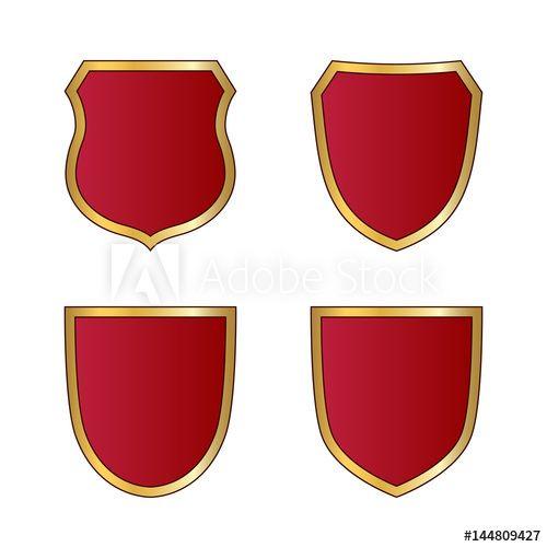 White with Red Shape Logo - Gold and red shield shape icons set. Logo emblem metallic signs ...