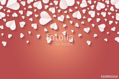 White with Red Shape Logo - Many hearts vector icon, Frame of white heart on the red background ...