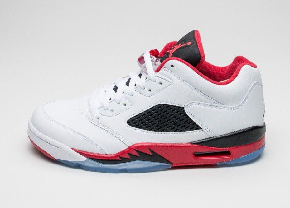 Fire Red and Black Nike Logo - Nike Air Jordan 5 Retro Low (White / Fire Red)