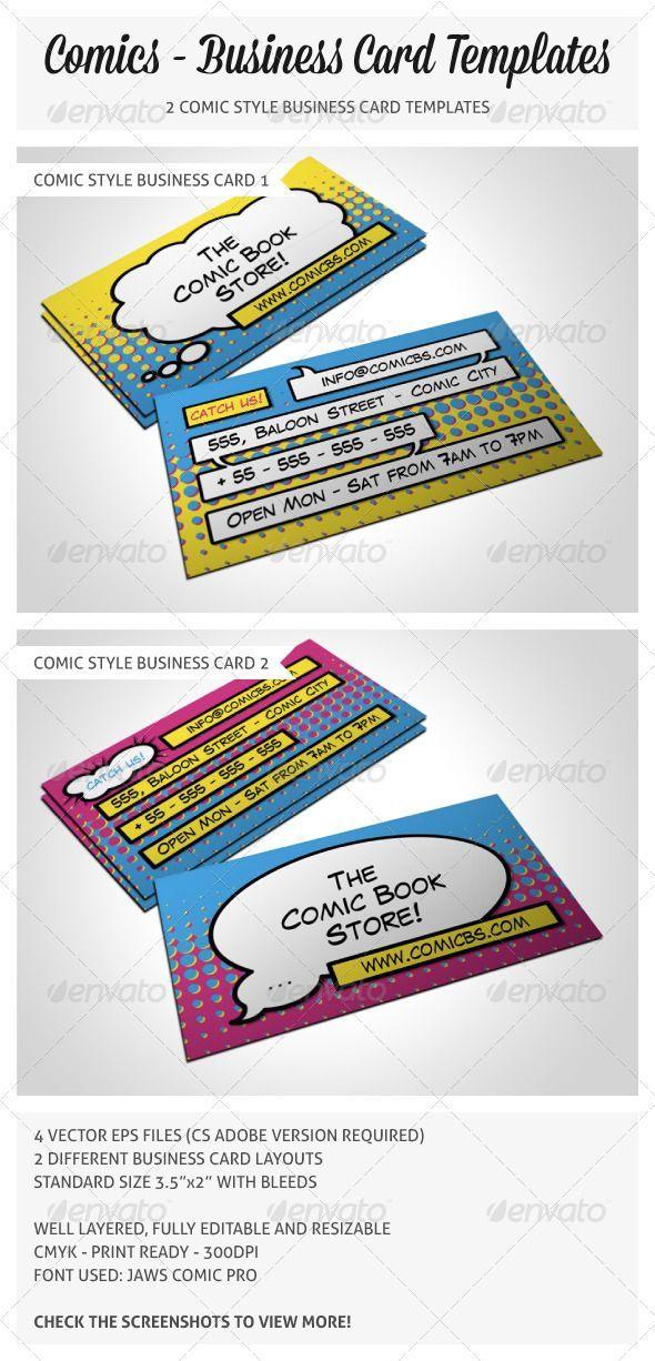 C S 2 Back to Back Logo - Comic Book Store Business Card #GraphicRiver COMIC STYLE BUSINESS ...