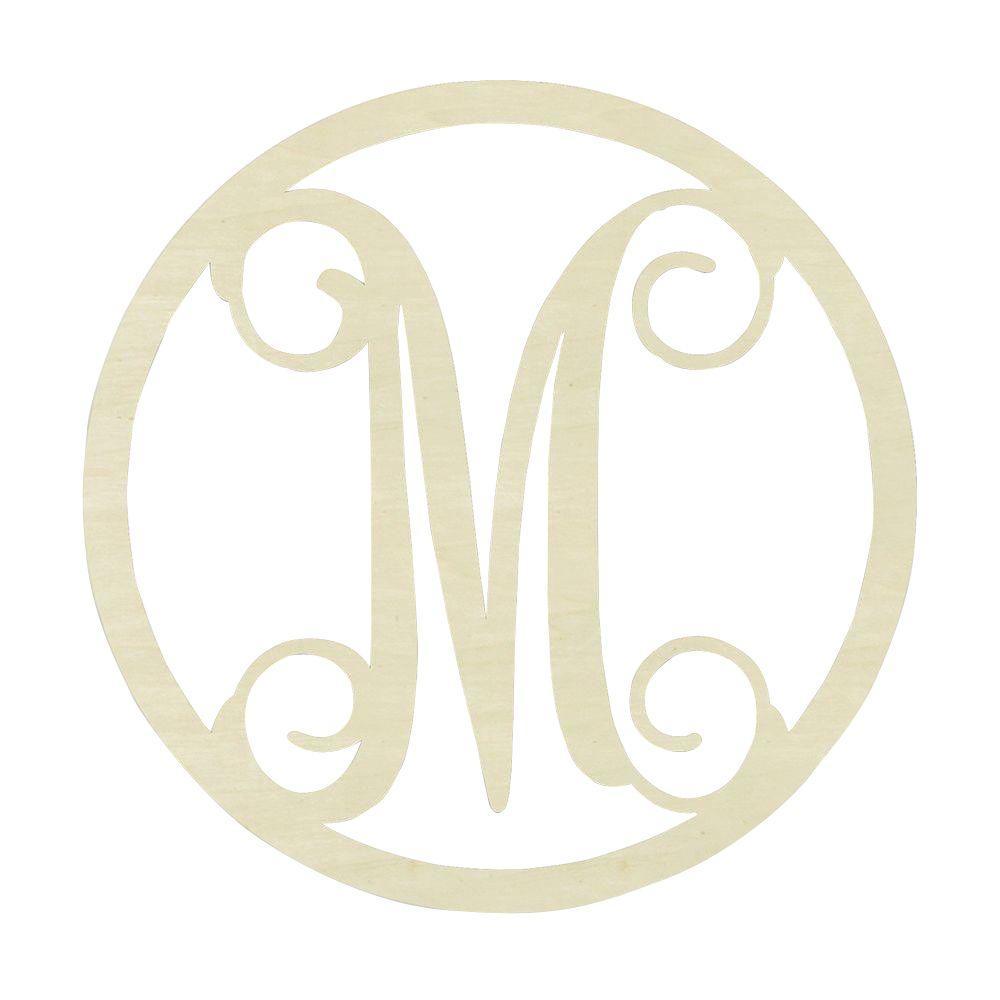 Single Circle Logo - Jeff McWilliams Designs 19 in. Unfinished Single Circle Monogram M