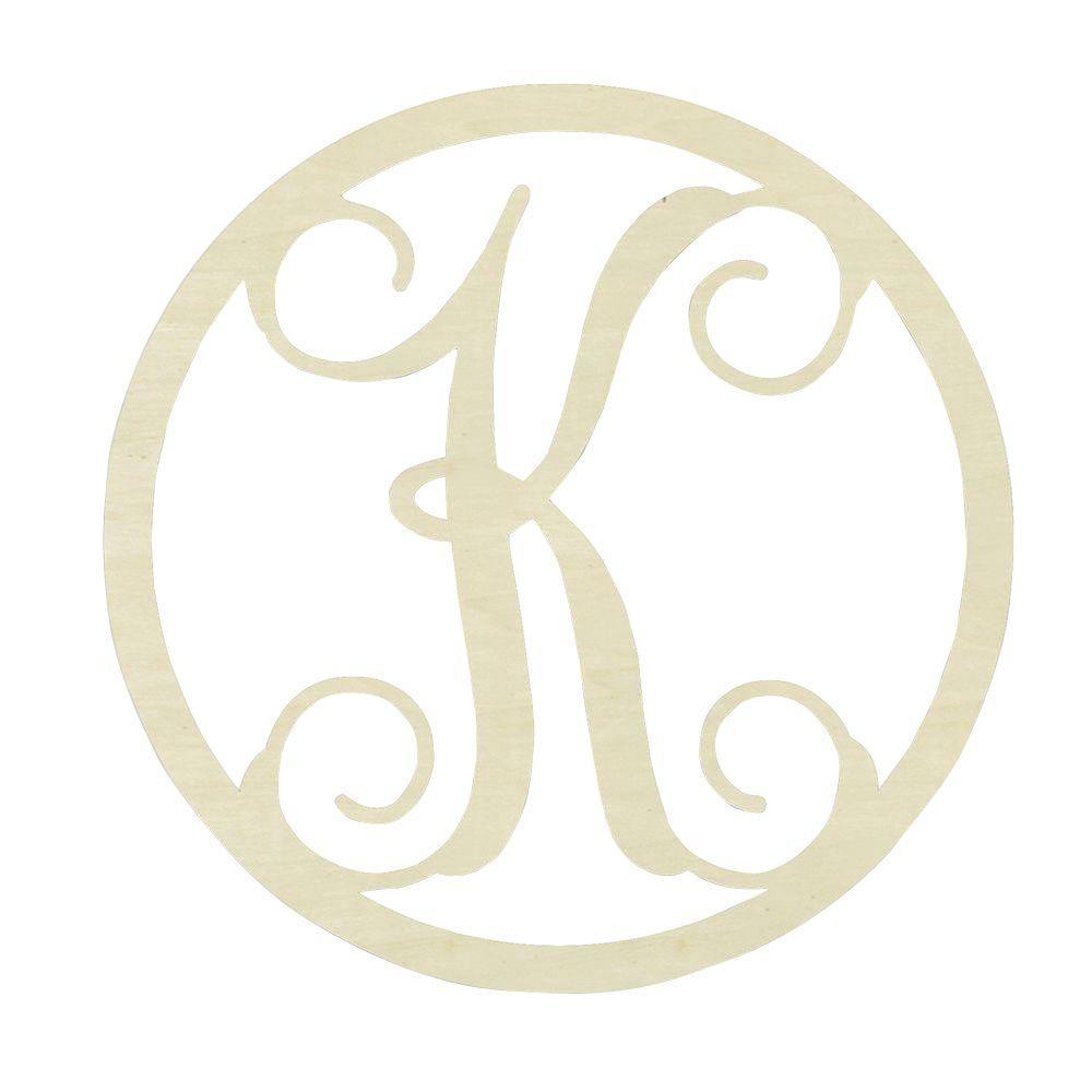 Single Circle Logo - Jeff McWilliams Designs 19 in. Unfinished Single Circle Monogram K