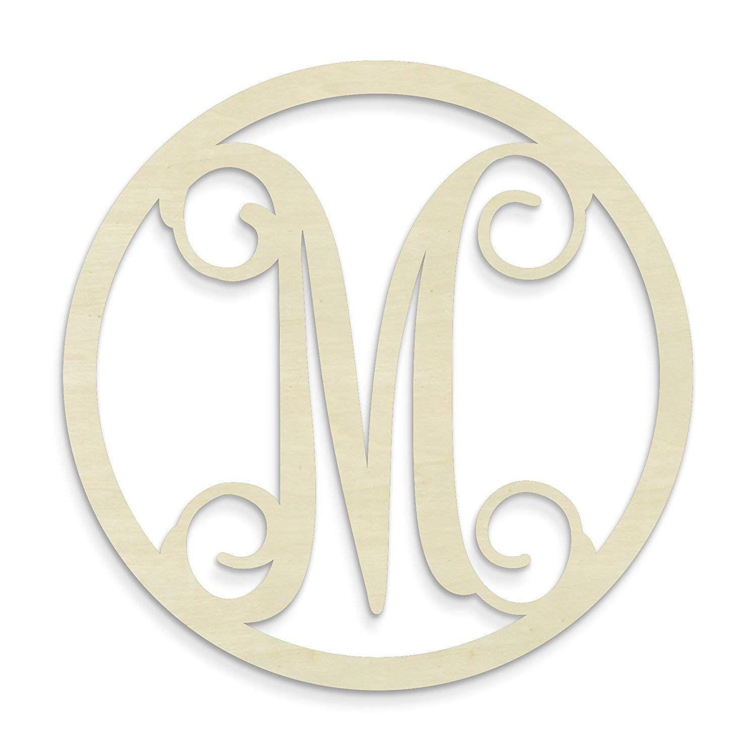 Single Circle Logo - UNFINISHEDWOODCO Single Letter Circle Monogram M, 19