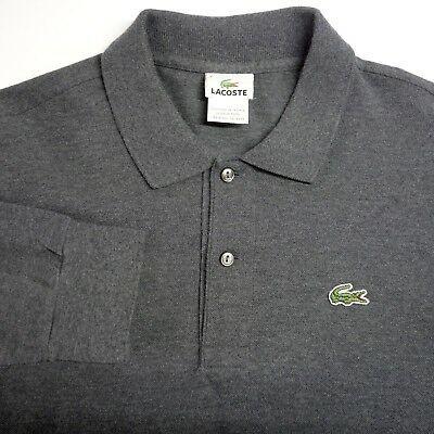 Alligator Polo Shirts with Logo - LACOSTE LONG SLEEVE Rugby Polo Shirt Men's 7 XL 2XL Gray Green ...