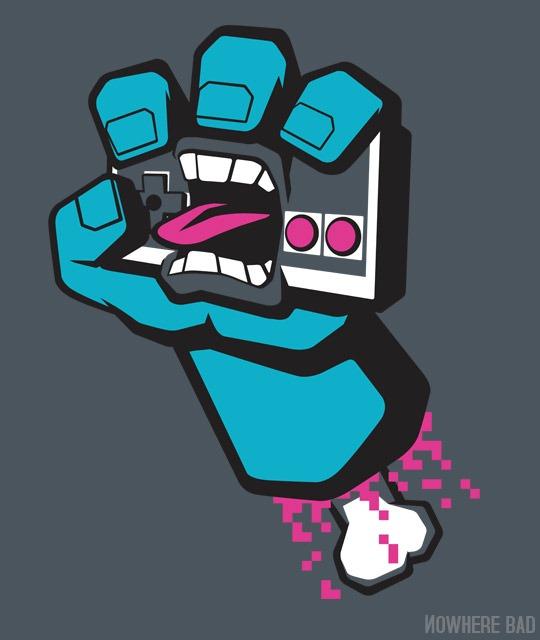 Angry Gamer Logo - Raging Hand T Shirt Print