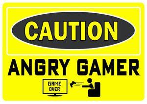 Angry Gamer Logo - METAL SIGN ≈ CAUTION ANGRY GAMER ≈ fun gift plaque notice