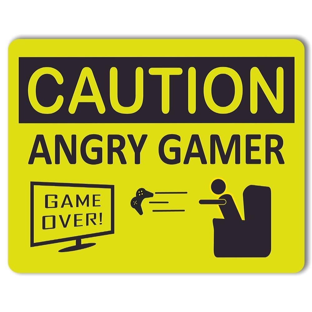 Angry Gamer Logo - Caution Angry Gamer - Metal Door or Wall Sign / Plaque