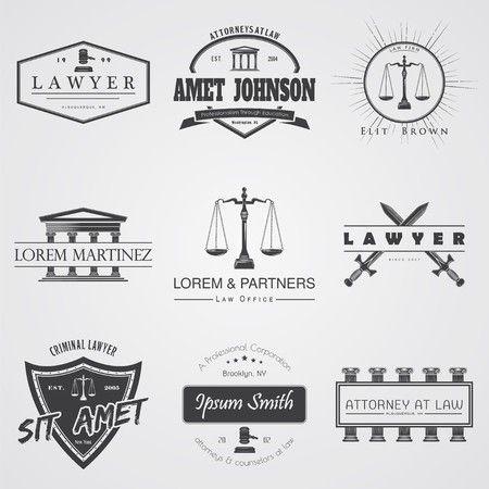 Court of Law Logo - Lawyer services. Law office. The judge, the district attorney, the ...