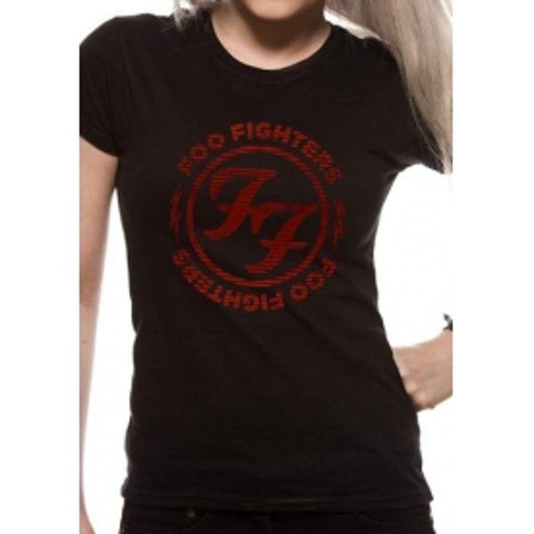 Grey and Red Circle Logo - Foo Fighters Logo Red Circle Womens T-Shirt Large - 365games.co.uk