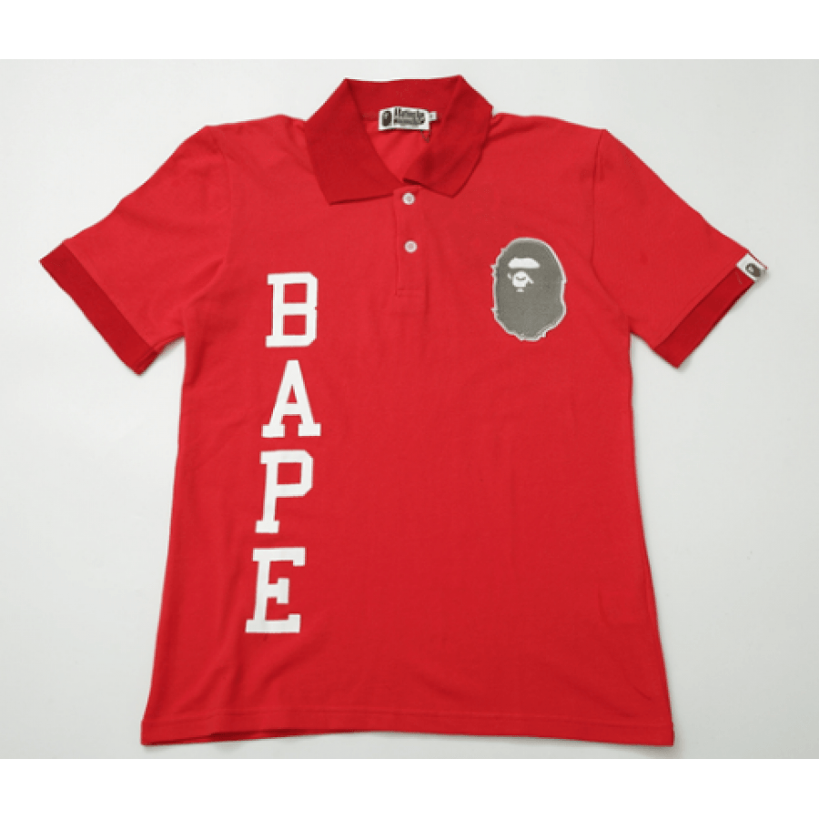 Red Bathing Ape Logo - A Bathing Ape Embroidered Logo Polo Shirt (Red)